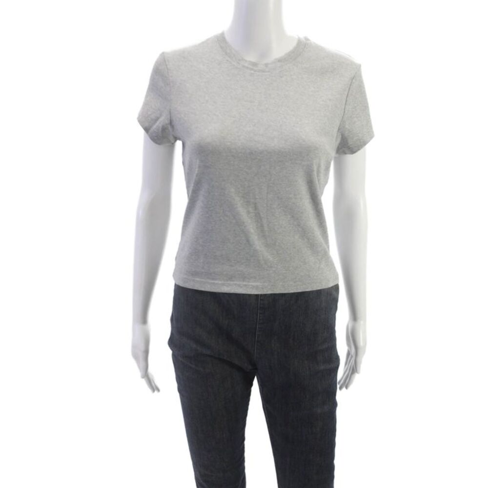 Uniqlo Women Basic Cotton Crew Neck Short Sleeve T-Shirt Gray Size L